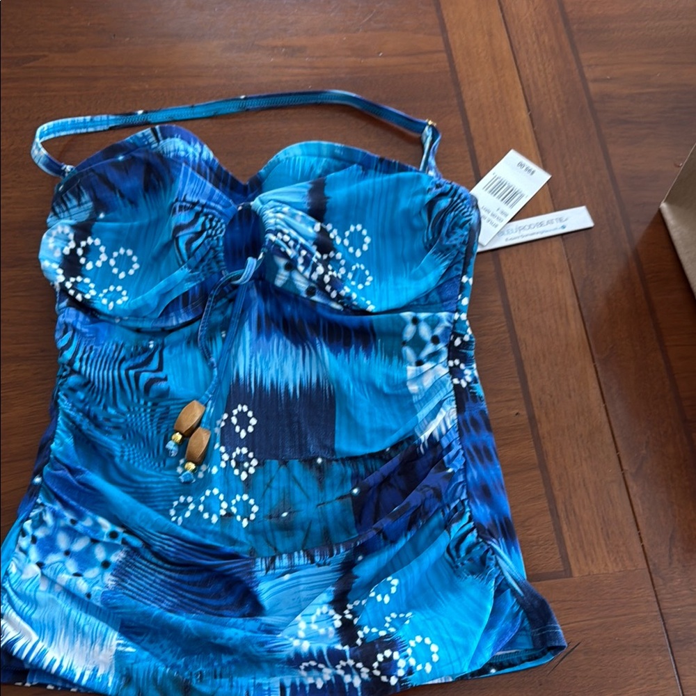 Bleu Rod Beattie Blue and White One Piece Swimsuit with Oceanic Design